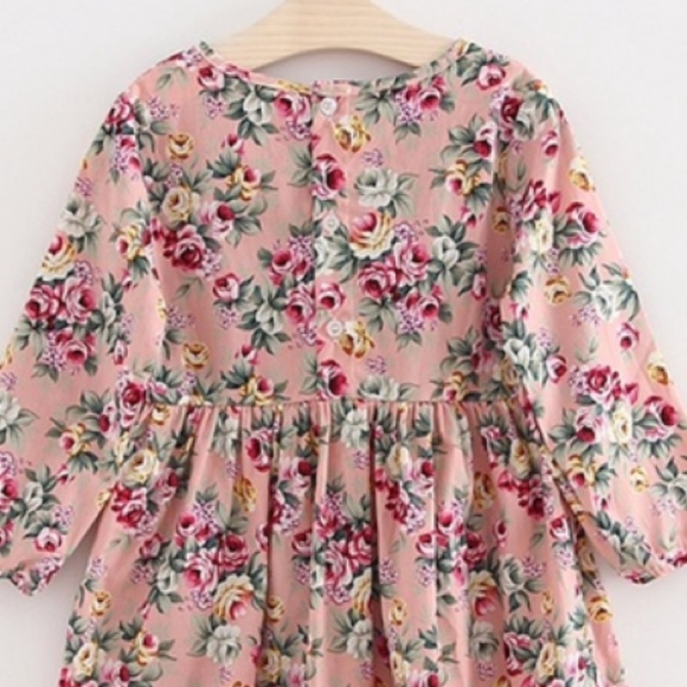 GIRLS PINK FLORAL DRESS - Picture 4 of 4
